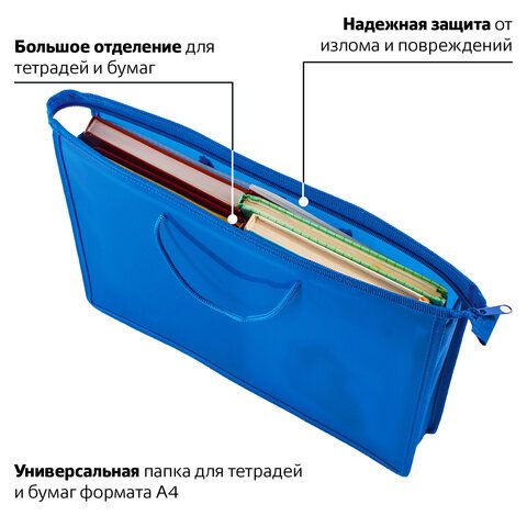 Папка на молнии с ручками ПИФАГОР, А4, пластик_5