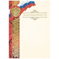 Благодарность A4, мелован. картон, конгрев, тиснение фольгой_1