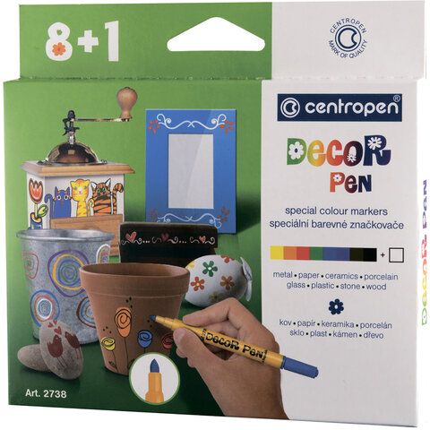 Маркеры для декор-ия 8 ЦВ + 1 БЕЛЫЙ CENTROPEN "Decor Pen"1,5 мм_4