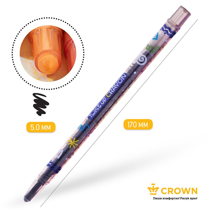 Карандаши восковые Crown "ArtStory", 08цв., выкручивающийся стержень, ПВХ_2