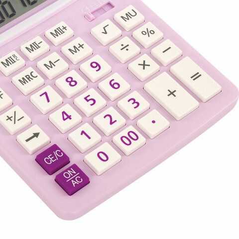 Калькулятор настольный BRAUBERG EXTRA PASTEL-12-PR (206x155 мм), 12 разрядов, двойное питание, СИРЕН_1