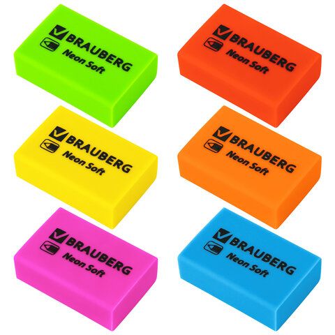 Ластик BRAUBERG NEON SOFT 31х20х10 мм, экологичный ПВХ_1