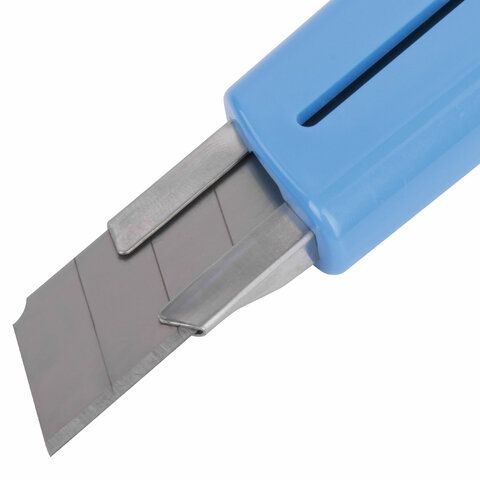 Нож канцелярский 18 мм BRAUBERG "Delta", автофиксатор, цвет корпуса голубой, блистер_9