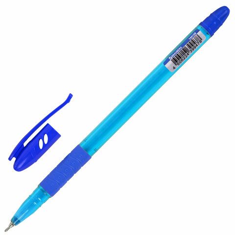 Ручка шариковая масляная с грипом BRAUBERG GLASSY TONE, СИНЯЯ, узел 0,7 мм, линия письма 0,35 мм_2