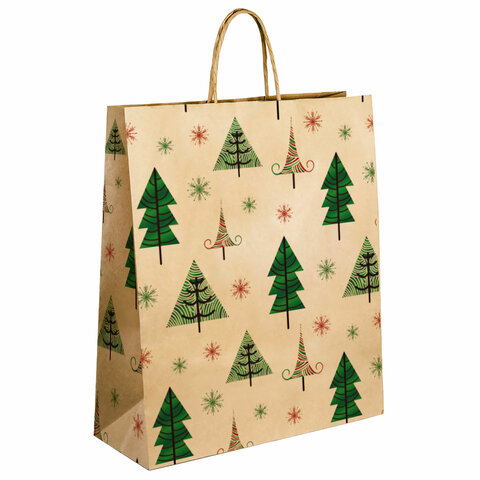Пакет подарочный новогодний 26x13x32 см, "Kraft Winter Set", ассорти, ЗОЛОТАЯ СКАЗКА_3