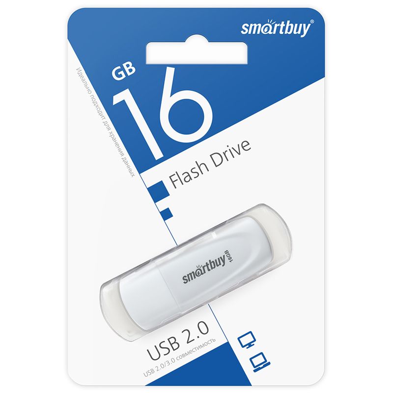 Память Smart Buy "Scout" 16GB, USB 2.0 Flash Drive, белый_1