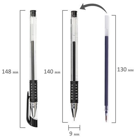 Ручка гелевая с грипом STAFF "Basic Needle" GP-679, ЧЕРНАЯ, игольчатый узел 0,5 мм_2
