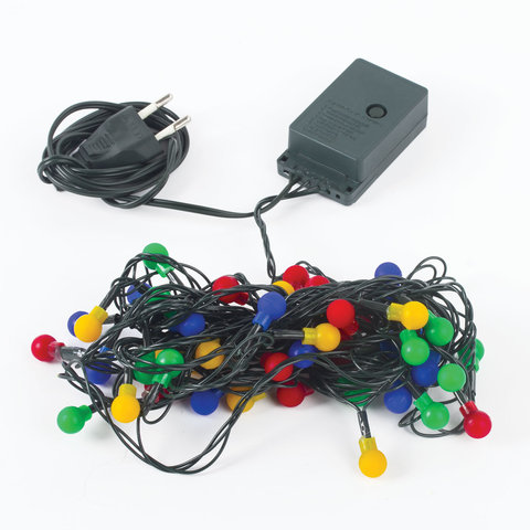 Электрогирлянда-нить комнатная "Шарики" 5 м, 50 LED, мультицветная 220 V, контроллер, ЗОЛОТАЯ СКАЗКА_2