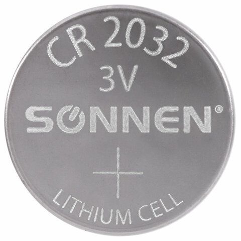 Батарейка литиевая CR2032, 1 шт. "таблетка, дисковая", SONNEN Lithium_1