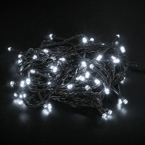 Электрогирлянда-нить комнатная "Стандарт" 5 м, 50 LED, холодный белый свет, 220 V, контроллер, ЗОЛОТ_2