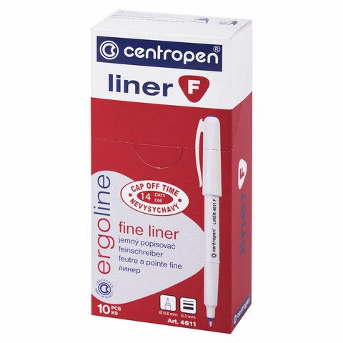 Ручка капиллярная (линер) ЧЕРНАЯ CENTROPEN "Liner", трехгранная, 0,3 мм_1