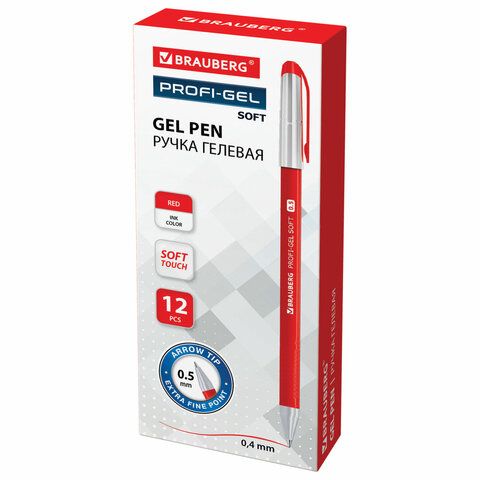 Ручка гелев. BRAUBERG Profi-Gel SOFT, КРАСНАЯ, 0,4 мм, SOFT-TOUCH_1