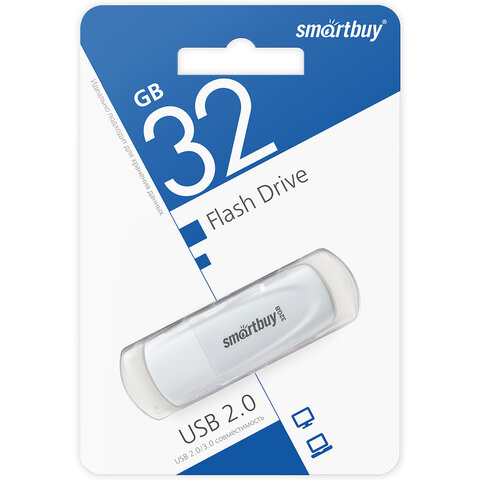 Флеш-диск 32 GB SMARTBUY Scout USB 2.0, белый_2