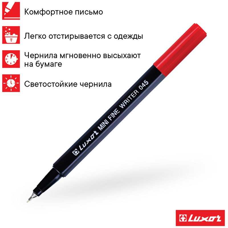 Набор капиллярных ручек Luxor "Mini Fine Writer 045" 20цв., 0,8мм, пластиковая банка_2
