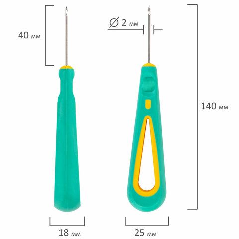 Шило с крючком, общая длина 140 мм, d=2 мм, прорезиненная ручка, STAFF_1