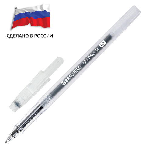 Ручка гелевая РОССИЯ "АРКТИКА-М", ЧЕРНАЯ, корпус тонированный, узел 0,7 мм, линия письма 0,5 мм, BRA_2