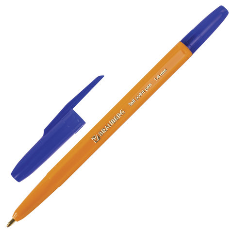 Ручка шариковая BRAUBERG "Carina Orange", СИНЯЯ, корпус оранжевый, узел 1 мм, линия письма 0,5 мм_1