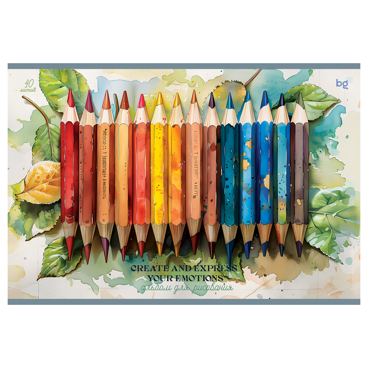 Альбом для рисования 40л., А4, на склейке BG "Карандаши", 120г/м2_2