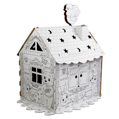 Картонный игровой развивающий Домик-раскраска "Сказочный", высота 130 см, BRAUBERG Kids_1