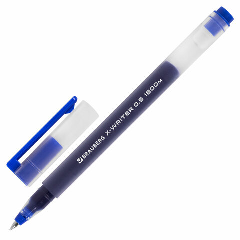 Ручка гелевая BRAUBERG "X-WRITER 1800", УВЕЛИЧЕННАЯ ДЛИНА ПИСЬМА 1 800 м, СИНЯЯ, стандартный узел 0,_1