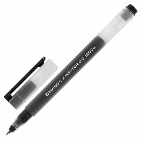 Ручка гелевая BRAUBERG "X-WRITER 1800", УВЕЛИЧЕННАЯ ДЛИНА ПИСЬМА 1 800 м, ЧЕРНАЯ, стандартный узел 0_1
