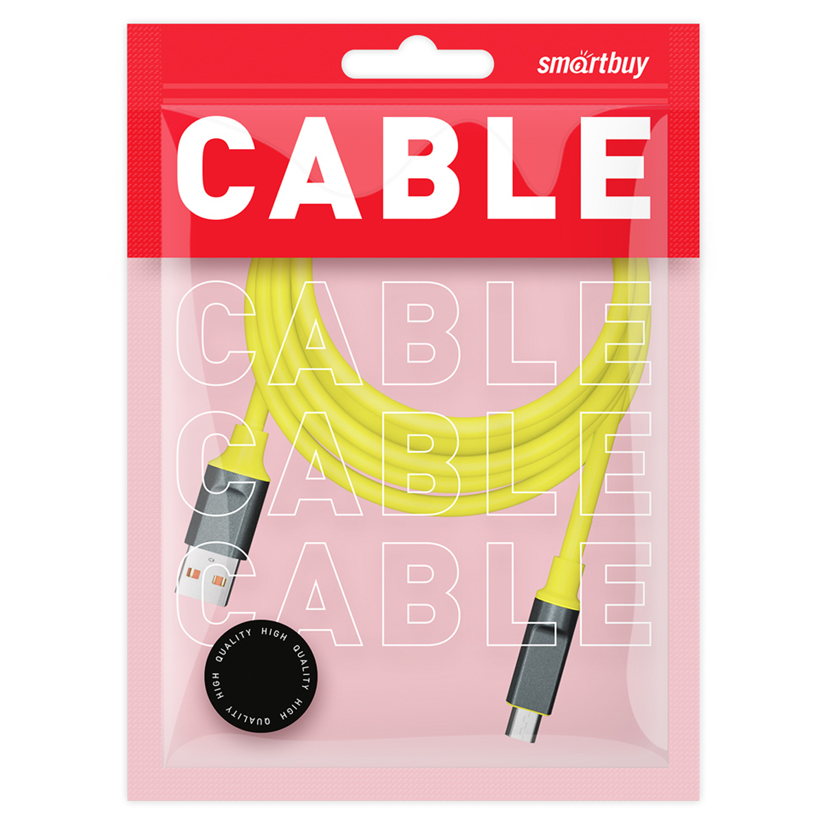 Кабель Smartbuy Bold, USB - micro-USB, экстрапрочный, 3A output, оплетка TPE, 1м, желтый_1