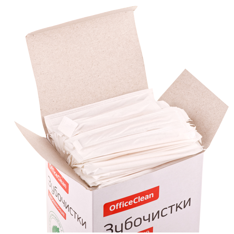Зубочистки OfficeClean деревянные, в индивидуальной бумажной упаковке, 1000шт._1