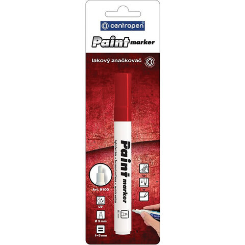 Маркер-краска лаковый (paint marker) КРАСНЫЙ CENTROPEN, скош. наконечник, 1-5 мм_1