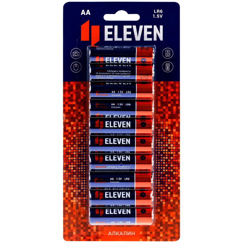 Батарейка Eleven AA (LR6) алкалиновая, 10 шт._1