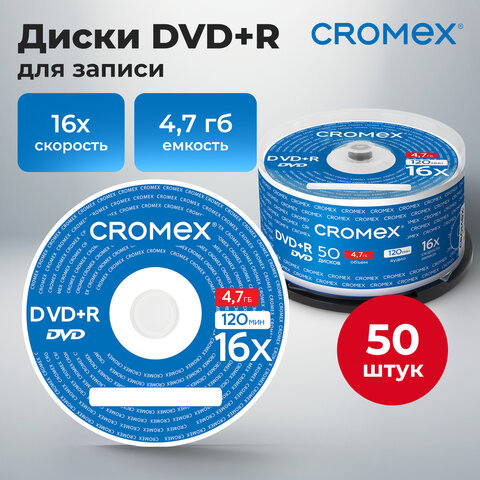 Диски DVD+R (плюс) CROMEX, 4,7 Gb, 16x, Cake Box_8