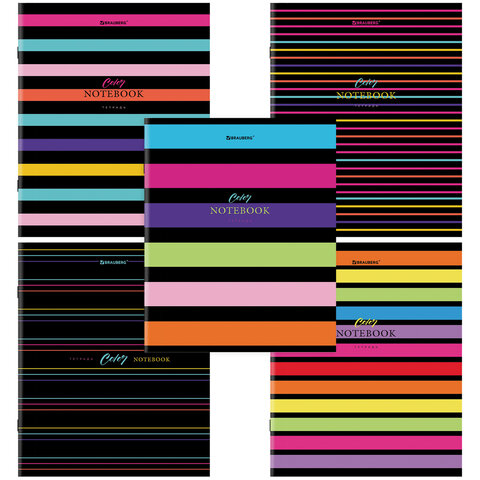 Тетрадь А5, 96 л., BRAUBERG, скоба, клетка, глянцевая ламинация, "Color Stripes"_2