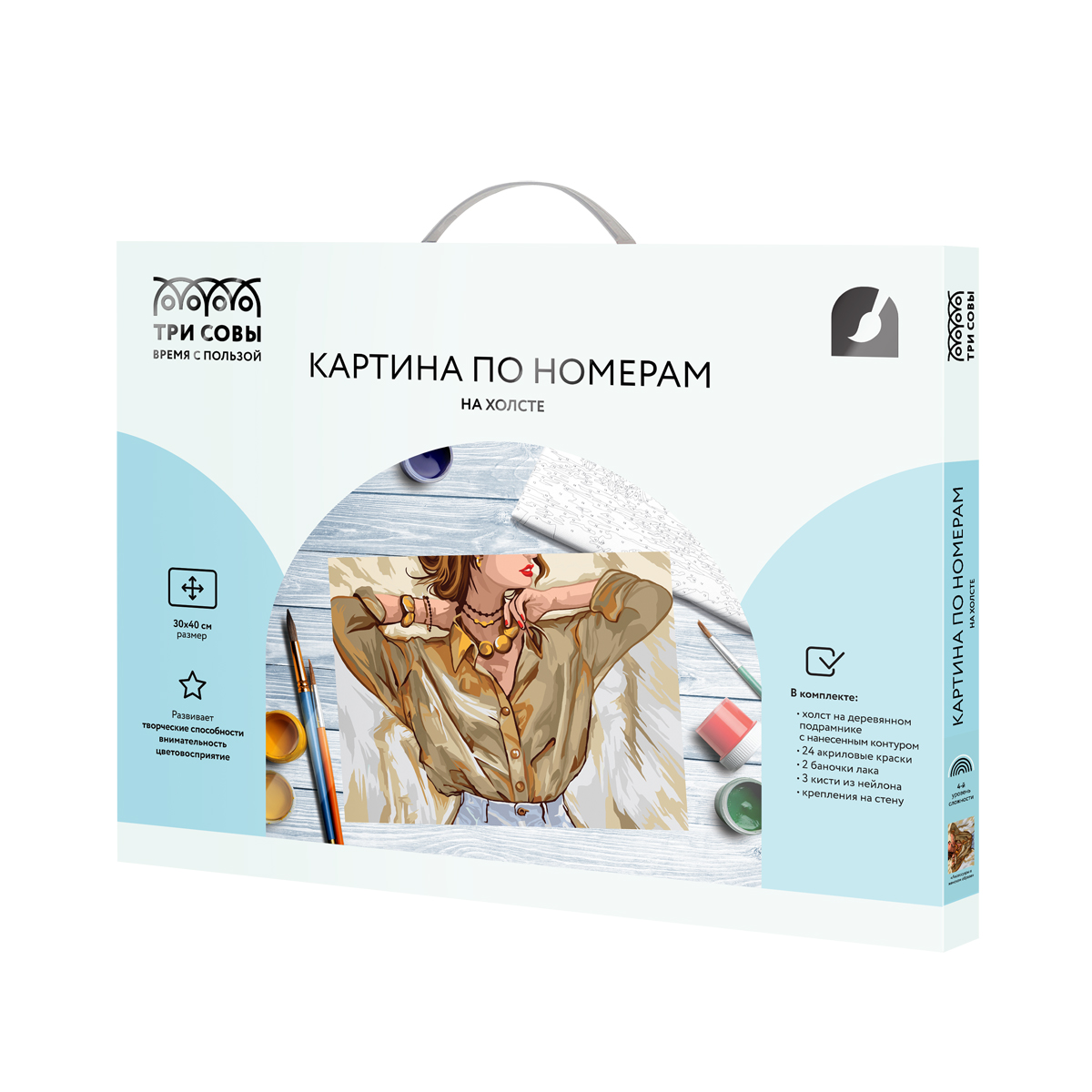 Картина по номерам на холсте ТРИ СОВЫ "Аксессуары в женском образе", 30*40, с акриловыми красками и_1