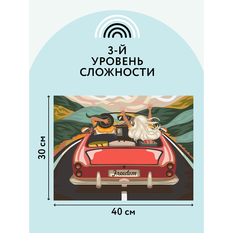 Картина по номерам на холсте ТРИ СОВЫ "В лето на кабриолете", 30*40, с акриловыми красками и кистями_1