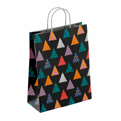 Крафт-пакет бумажный "Геометрия" 22х12х25 см, с кручеными ручками, плотность 100 г/м2, белый_1