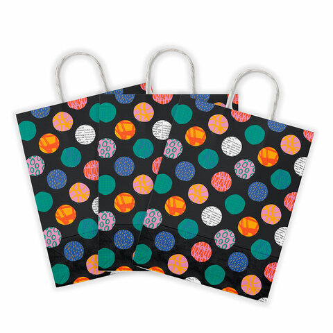 Крафт-пакет бумажный "Геометрия" 26х15х35 см, с кручеными ручками, плотность 100 г/м2, белый_1