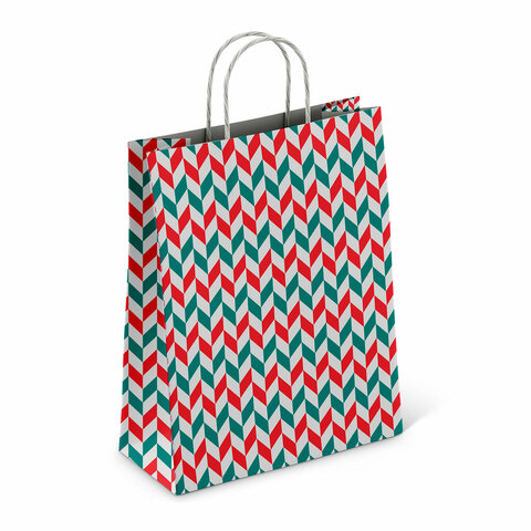 Крафт-пакет бумажный "Зигзаг" 26х15х35 см, с кручеными ручками, плотность 100 г/м2, белый_1