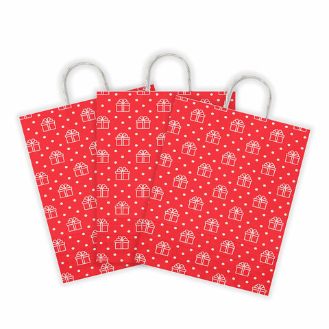 Крафт-пакет бумажный "Сюрприз" 22х12х25 см, с кручеными ручками, плотность 100 г/м2, белый_1