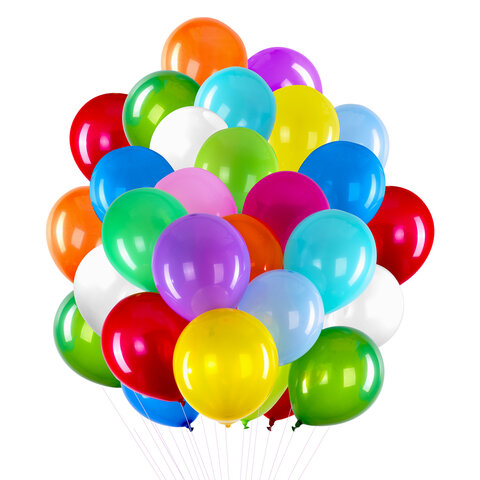 Шары воздушные 30 см, 50 штук, "ЯРКИЕ ЦВЕТА", ассорти, BRAUBERG KIDS, 591880_1