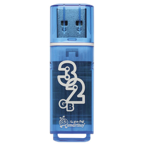 Флеш-диск 32 GB, SMARTBUY Glossy, USB 2.0, синий_1