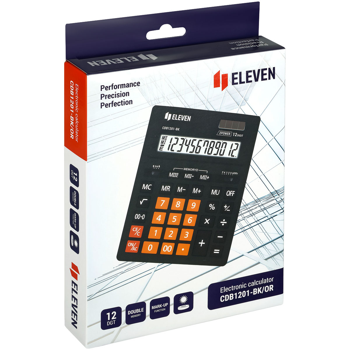 Калькулятор настольный Eleven Business Line CDB1201-BK/OR, 12 разрядов, двойное питание, 155*205*35м_1