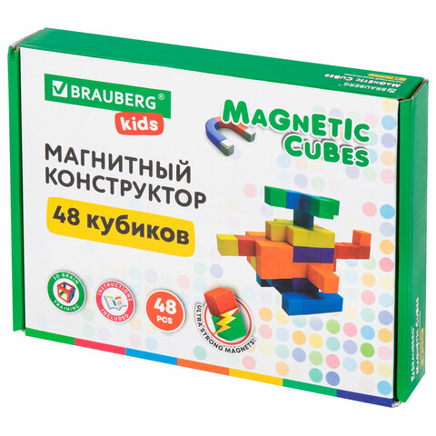 Магнитный конструктор MAGNETIC CUBES "КУБИЧЕСКИЙ", 48 магнитных кубиков, BRAUBERG KIDS_3