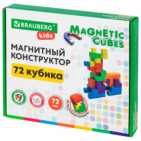 Магнитный конструктор MAGNETIC CUBES "КУБИЧЕСКИЙ", 72 магнитных кубика, BRAUBERG KIDS_3