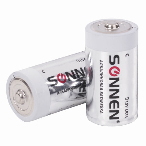 Батарейки КОМПЛЕКТ 2 шт., SONNEN Alkaline, С (LR14, 14А), алкалиновые_1