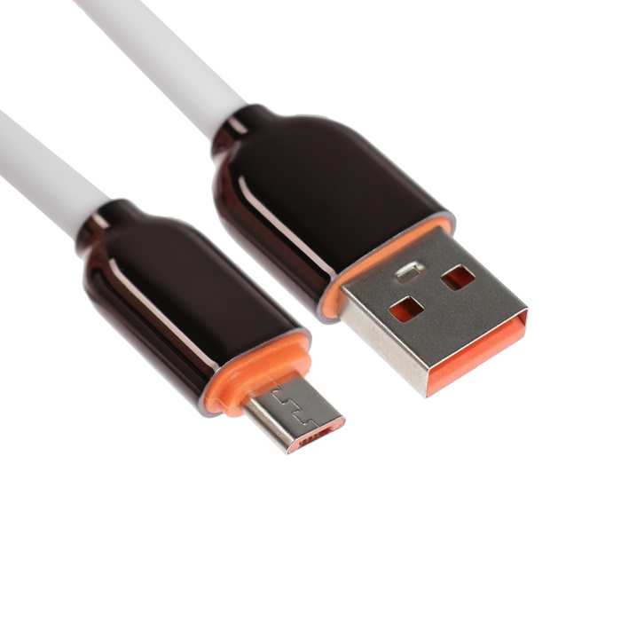 Кабель MicroUSB - USB, 2.4 A, оплётка PVC, 1 метр, белый   9940234_1