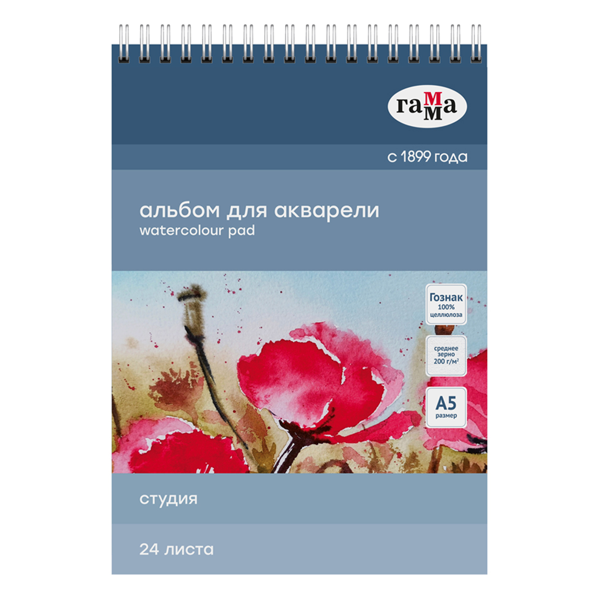 Альбом для акварели, 24л., А5, на спирали Гамма "Студия", 200г/м2, среднее зерно_3
