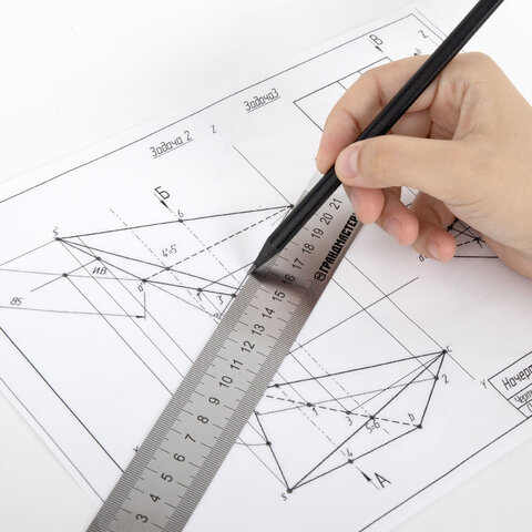 Линейка металлическая 50 см СУПЕРПРОЧНАЯ, ПВХ-чехол, ГРАНДМАСТЕР_1