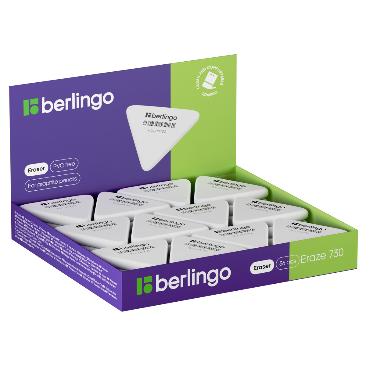 Ластик Berlingo "Eraze 730" треугольный, термопластичная резина, 50*44*7мм (большой)_1