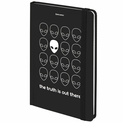 Блокнот с резинкой в клетку 96л, А5 145х203мм, твердая обложка, BRAUBERG, Aliens, 113722_1