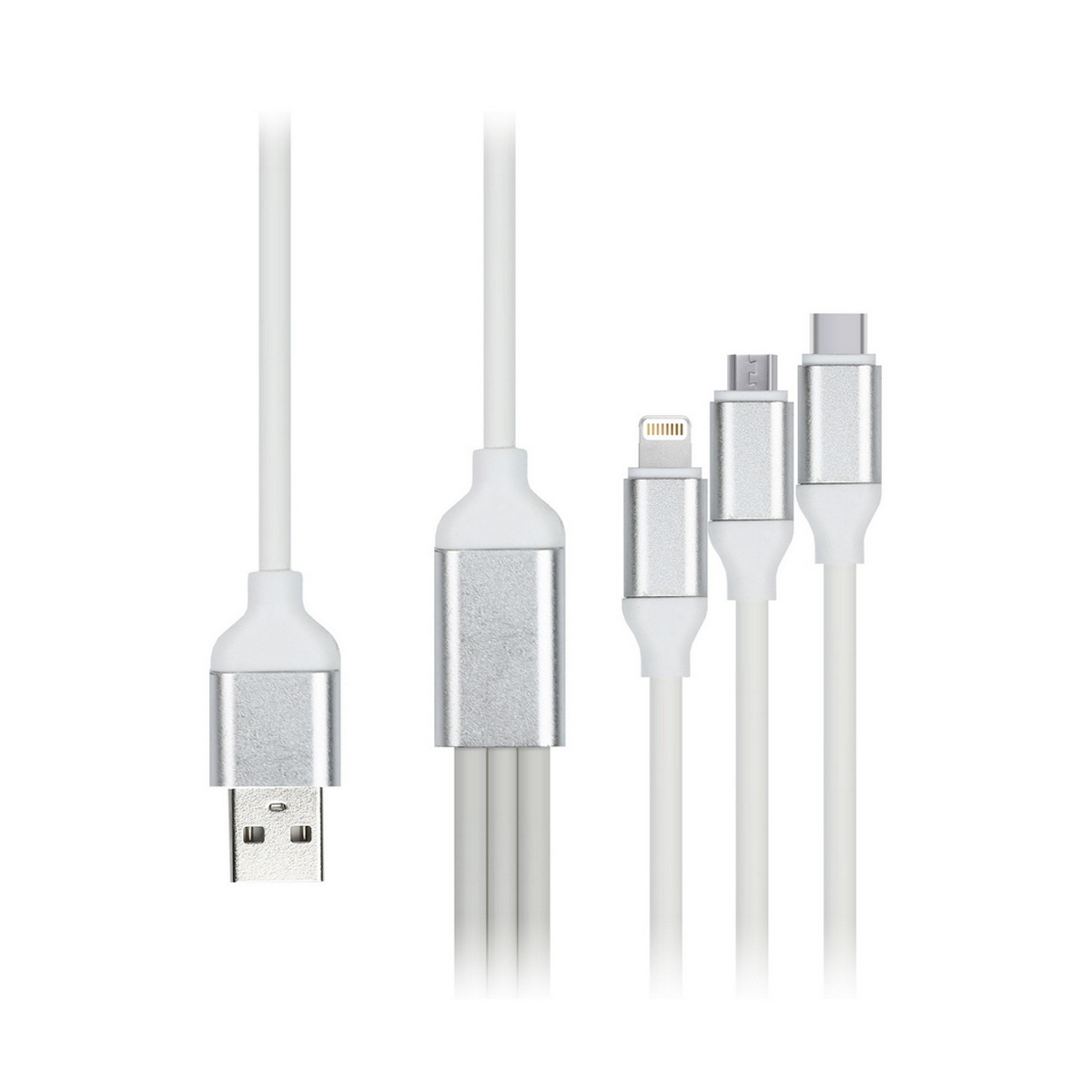 Кабель Smartbuy 3в1 универсальный, Micro-USB/Lightning/Type C, 1,2м, белый_1