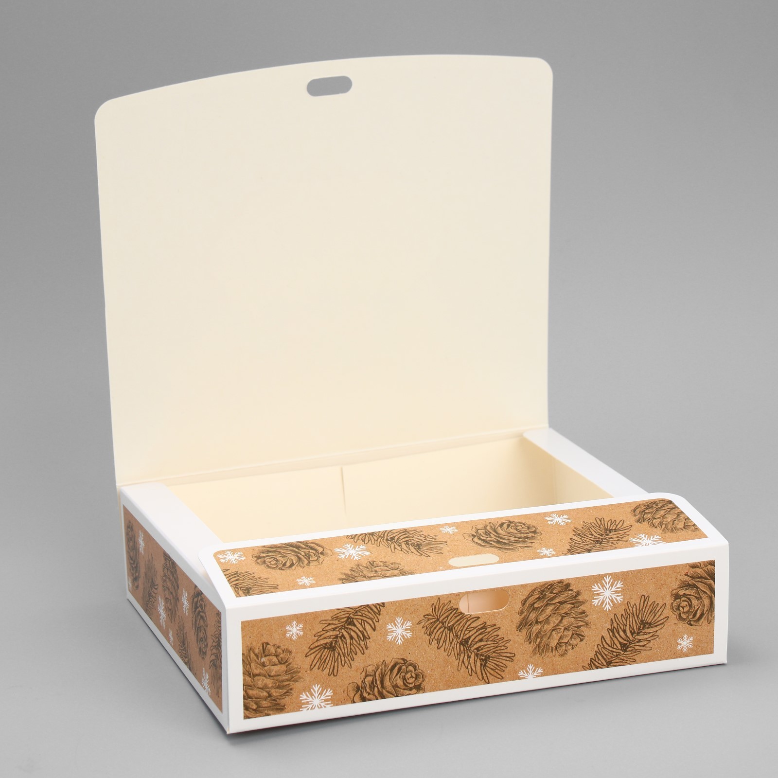 Коробка подарочная новогодняя складная «С Новым годом», крафт, 20×18×5 см, БЕЗ ЛЕНТЫ_1